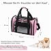 Pomodee Transportbox für Katze und Hund bis 5.5kg, Tragbare Autotaugliche Transporttasche, Faltbare Katzentransportbox für Reise, Tierarzt, Einkaufen(Rosa,40x25x25 cm)