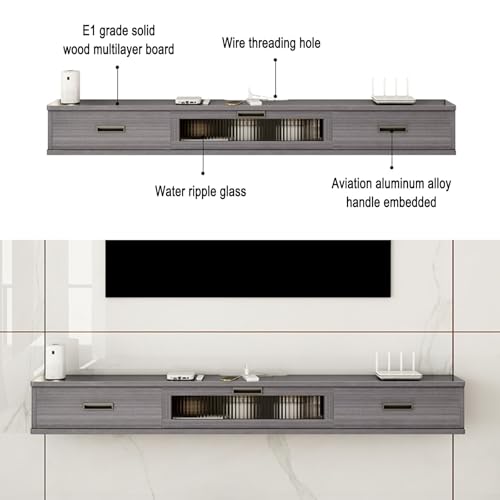 Mobile TV sospeso a Parete con cassetti portaoggetti - Console multimediale salvaspazio per Soggiorno e Camera da Letto, Elegante Centro di intrattenimento Domestico, Design Moderno