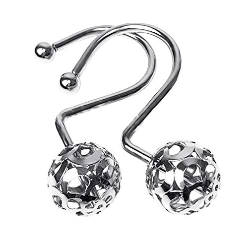 Gracelife - Gracelife 12Pcs Hollow Ball Shower Curtain Hooks Luxury Quality Rustproof Stainless Steel Shower Curtain Rings Hooks for Bathroom Rod (Chrome)