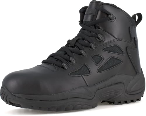 Reebok mens Rapid Response Rb Safety Toe 6' Stealth With Side Zipper Military Tactical Boot, Black, 9.5 US