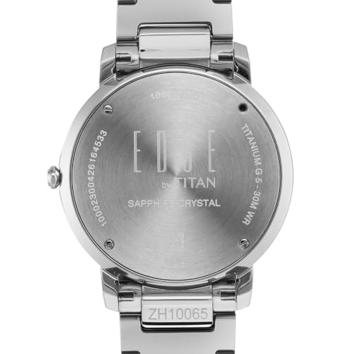 Image of EDGE Meister with Quartz Analog 2 Hands + Date Display Brown Dial Solid Link Grade 5 Titanium Strap Watch for Men - 10065TM01
