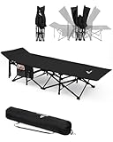 Sportneer Camping Cot: 1200D Double Layer Oxford Foldable Camping Cots for Adults - Heavy Duty Cots for Camping Travel Tent Day Outdoor & Home Guest, Camping Cots with Carry Bag & 2 Side Pockets