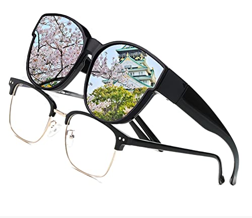 Image of Sunglasses fit over Glasses Clip On Polarized sunglasses for Prescription Glasses Flip Up Fishing Driving Glasses