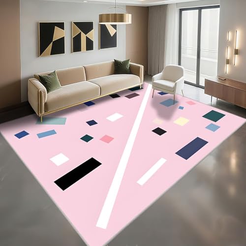 Tapis lavable en machine rose salon chambre petit modèle - 2