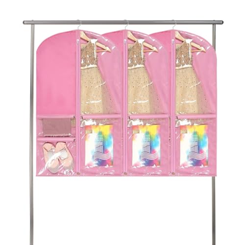 Dancewear Organizer Sleeve Portable Children Dance Costume Garment Bag with 5 Pockets Stylish Clothing Hanging Cover2