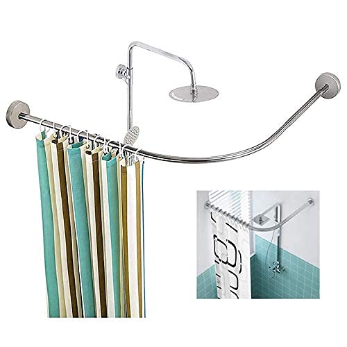 Barra de cortina de ducha de esquina ajustable, acero inoxidable, 304, se adapta a 70-95 cm x 70-95 cm, ideal para baños y tiendas de ropa, barra de tensión duradera para una fácil instalación