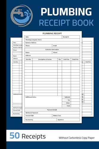 Plumbing Receipt Book: Plumbing Services Receipt Form | Plumber Receipt