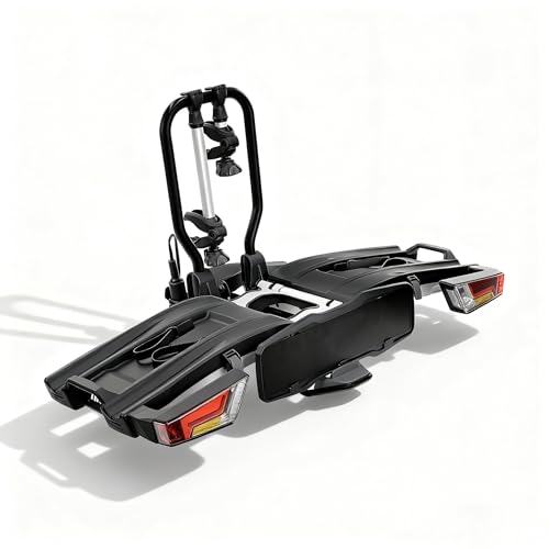 Portabicicletas para 2-3 bicicletas, capacidad de 150 libras, diseño plegable con asas y ruedas, ideal para bicicletas eléctricas y voluminosas