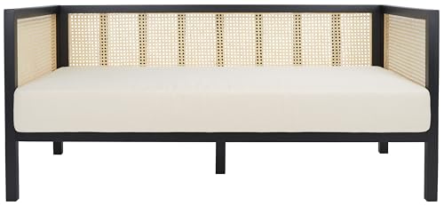 SAFAVIEH Home Collection Dune Coastal Black Rattan 3-Seater