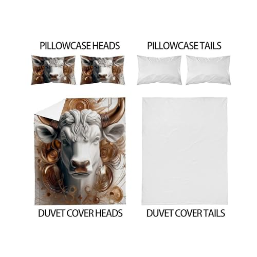 Housse de couette vache d'or 200x200 microfibre imprimé 3D avec taies - 4