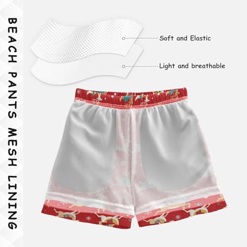 Boys Swim Trunks Quick Dry UPF 50+ Beach Board Shorts Kids Bathing Suits Swimsuit 2T Running Deer Snowflake4