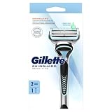 Gillette Skinguard Sensitive Rasoio Barba Uomo, 2 Lamette, Grigio