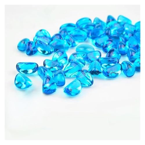 Générique Gravier Aquarium Galets de Verre Transparents for Aquarium, 100/200/500g, Galets colorés, Accessoires d'aquarium, décoration de la Maison pour Jardins(Blue3,100g)