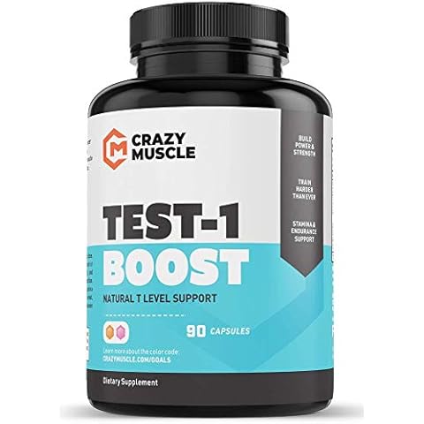 Crazy Muscle Testosterone Booster for Men and Women (over 1,300mg per capsule) to Increase Low Testosterone Levels by Crazy Muscle - Reverse The Effects of Low Test on Muscle and Fat - 90 Pills Cover
