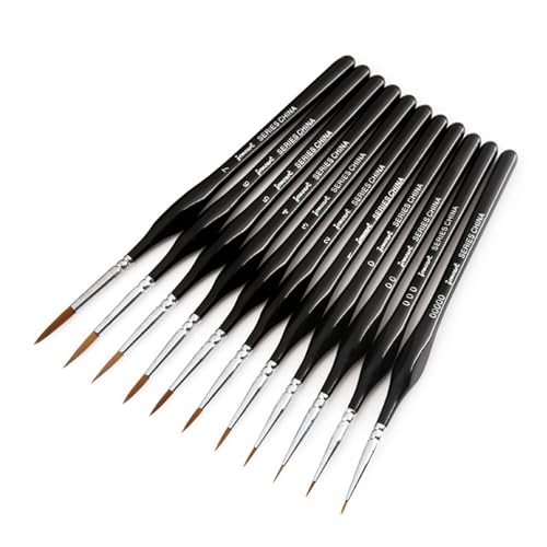 11 Stück Pinsel Set,Pinsel Set Malen,Feine Detail Pinsel für Acryl Aquarell Modellbau,hochwertige Miniatur Pinsel,für Malerei Ölfarben Körperbemalung Nägel,Schwarz 11 Stück Pinsel Set,Pinsel Set Malen,Feine Detail Pinsel für Acryl Aquarell Modellbau,hochwertige Miniatur Pinsel,für Malerei Ölfarben Körperbemalung Nägel,Schwarz