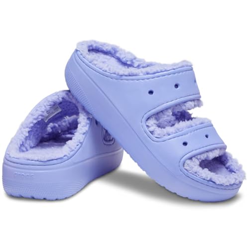 Image of Crocs Unisex-Adult Classic Cozzzy Sandals, Fuzzy Slippers and Slides, Digital Violet, 14 Men /16 Women