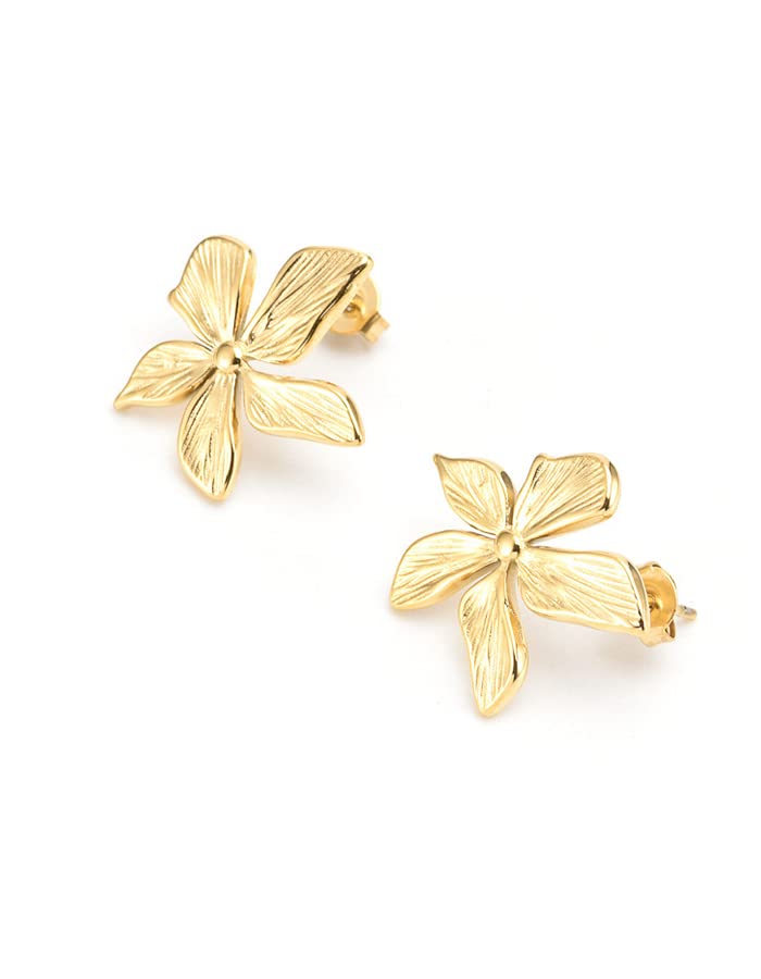 Lee CooperWomen's Stainless Steel Gold Plating Earrings - LC.E.01205.110, 20 * 20mm, No Gemstone