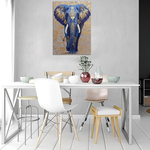 Cuadros modernos de baño con elefante azul para decorar tu hogar 2