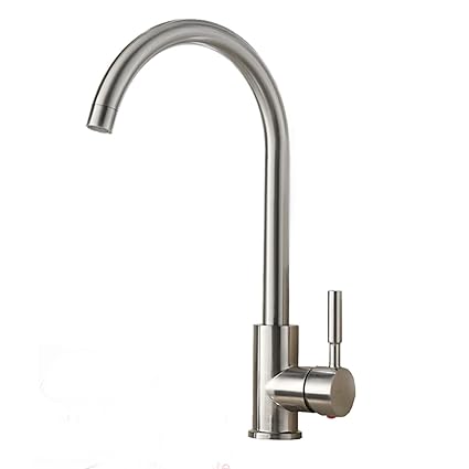 VAPSINT 360 Degree Swivel Good Valued Modern Hot& Cold Mixer Stainless Steel Single Handle Brushed Steel Kitchen Sink Faucet, Easy Installation Brushed Nickel Kitchen Faucets