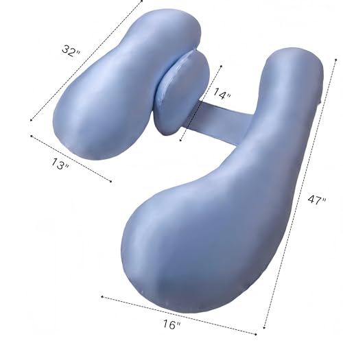 Pregnancy Pillows for Side Sleeping - Adjustable Belly & Back Support Pillow,H Shaped Full Body Maternity Pillow with Cooling Removable Cover, for Pregnant Women and Adults(Blue) - Image 4
