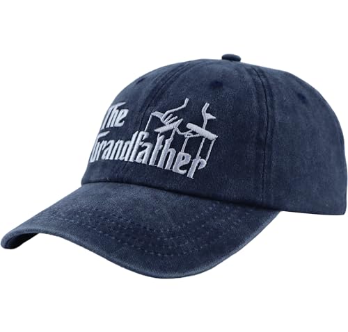 Image of Best Grandfather Ever Hat, Distressed Cotton Adjustable Funny Grandpa Baseball Cap