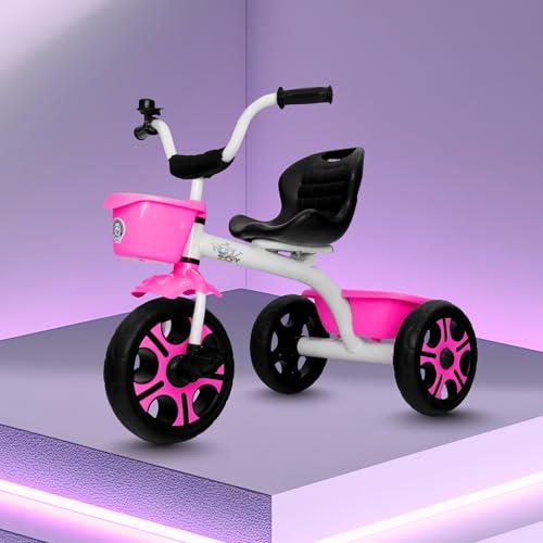 Toyzoy Comfy Lite Kids|Baby Trike|Tricycle with Dual Storage Basket for Kids|Boys|Girls Age Group 2+ Years (White & Pink)