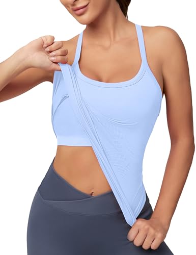 Image of MathCat Workout Tank Tops for Women with Built in Bra, Sleeveless Gym Tops Seamless Racerback Athletic Yoga Shirts