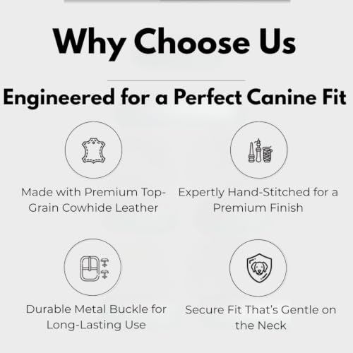 Image of Genuine Leather Dog Collar with Solid Alloy Buckle, Hand-Stitched, Soft Non-Choking Design, Dark Brown, Includes Brown Leather Tracking Case (Small: Width = 0.6 inch; Neck = 12 inch - 16 inch)
