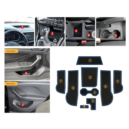 Tapis console T-Cross R-Line antidérapant en caoutchouc premium bleu LFOTPP - 2