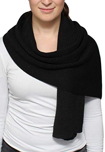 Giorgio Rimaldi Strickschal für Damen & Herren - 35 x 180 cm - Einfarbiger Winterschal Strick - Warm und weich - Tragemöglichkeit als Schlauchschal, Loop Schwarz Cover