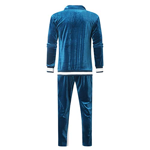 Tuduoms Men's Velour Tracksuit Athletic Sports Full Zip Sweatsuit 2 Piece Long Sleeve Coat Striped Gym Outfits Jogging Sets #TOP2