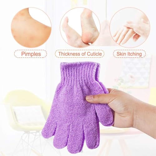 Xspring Peeling Eldivenleri, 4 Çift Ölü Deri Temizleme Eldiveni, Duş ve Banyo için Vücut Peeling Eldivenleri, Kadın ve Erkekler için Spa Masaj ve Cilt Bakımı