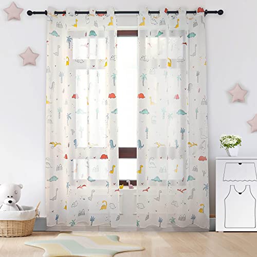 Rideau translucide pour Enfants, Rideau pour Enfants, 2 pièces, Taille 140x260cm, décoration intérieure pour Enfants, Rideau pour Chambre à Coucher pour Enfants, Polyester, Motif Licorne Blanche Cover