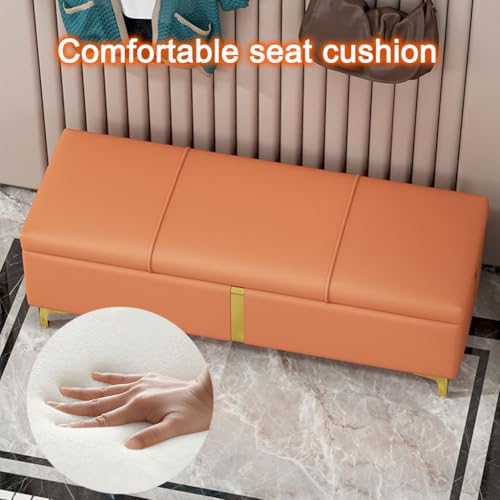 Pouf en similicuir noir avec espace de rangement intégré - 6