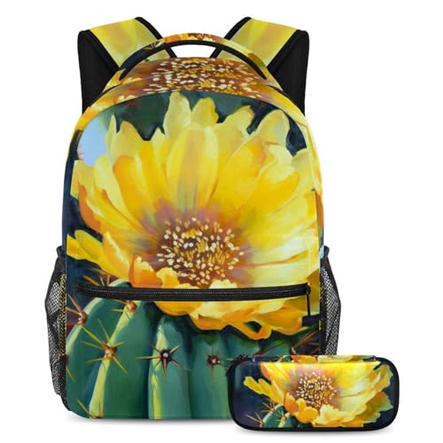 Sac à dos fleuri jaune et sa trousse pour ados actifs