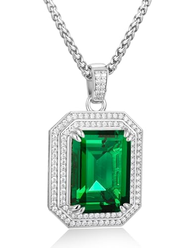 Gothic Punk Gemstone Necklaces for Men Women Sterling Silver CZ Diamond Accented 16-19 Carat Blue/Red/Green Stone Pendant Dragon Claw Necklace Jewelry Gift for Lover Husband