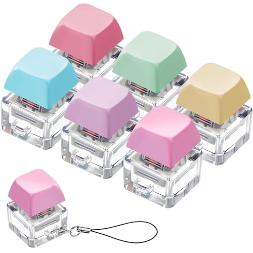 Image of Keyboard Fidget Toy, Four Key Mechanical Style Keychain with Snake Chain, Stress Relief Gadget for Office Workers and Students, Portable Anxiety Relief Tool for Commuting and Gaming