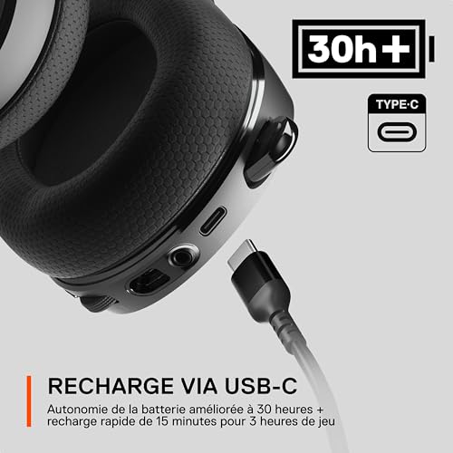 SteelSeries Arctis 7+ Micro casque circum aural 2 4 GHz sans fil USB C - vue 5