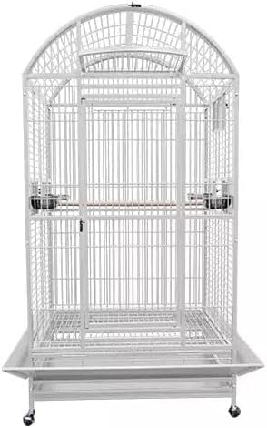 King's Cages 9003628 Dome top Parrot cage with New Locks Macaws Cockatoos Amazons (White)