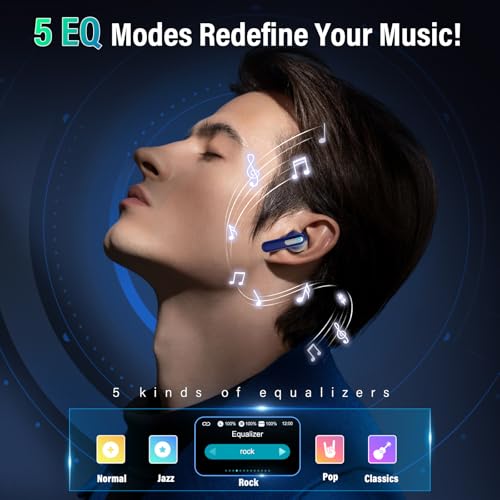 Image of Wireless Earbuds with Touch Screen, Bluetooth 5.4 Headphones, ANC /ENC Noise Cancelling, 48H HiFi Stereo Bluetooth Ear Buds with 5 EQ Modes, Transparency Mode, IPX7 Earphones, Blue