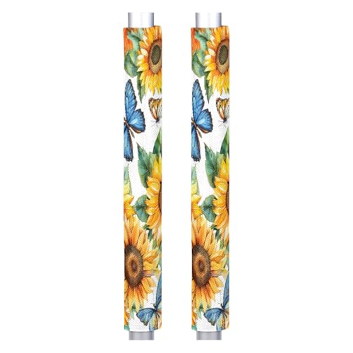 Image of Pardick Refrigerator Door Handle Covers Set of 2, Butterflies Sunflowers Fridge Handle Covers Appliance Handle Covers Protector for Microwave Oven Stove Dishwasher, Keep Your Kitchen Appliance Clean