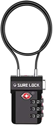 SURE LOCK TSA Compatible Travel Luggage Locks, Inspection Indicator, Easy Read Dials (Extra Long Cable)