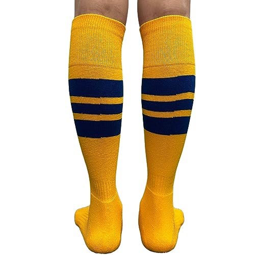 COUVER Men's Cushioned Knee High Sports Striped Socks3