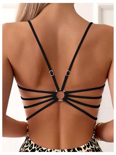 WDIRARA Women's Leopard Print One Piece Swimsuit Cut Out Backless Monokini Ring Linked Bathing Suit3