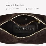 DONNAIN Wysokiej jakości zamszowa torebka damska, skórzana torebka damska, torebka z prawdziwej skóry, torba na ramię ze skóry, torba Crossbody Hobo Bag z regulowanym paskiem, przedłużony kształt