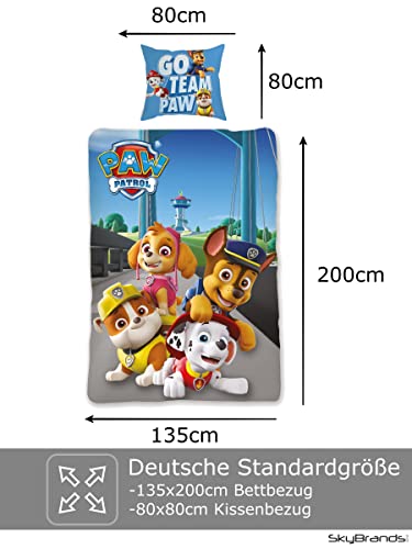 SkyBrands Paw Patrol Bettwäsche 135x200 80x80 Baumwolle · Kinderbettwäsche für Mädchen und Jungen · 2 teilig Paw Patrol Figuren Öko Tex Standard Deutscher Händler - Image 6