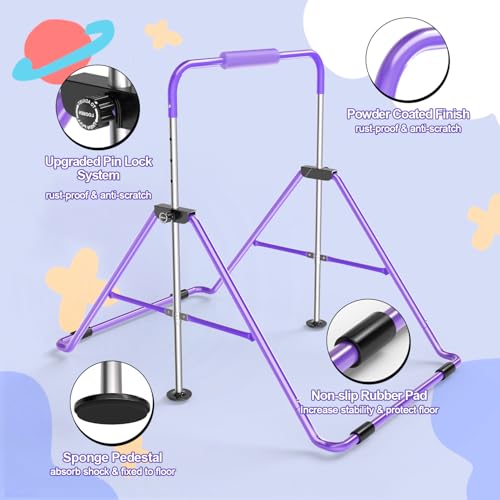 Safly Fun Foldable Gymnastics Bar for Kids, Adjustable 35"-51", Sturdy 145 lbs Capacity, Easy-to-Assemble, Gymnastics Equipment for Kids for Indoor/Outdoor Training by Safly Fun - Used condition - Image 8
