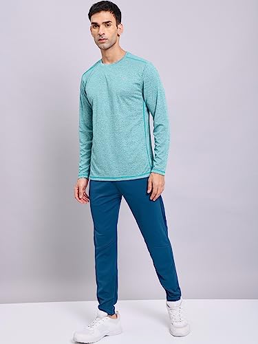 Image of TECHNOSPORT Men's Slim Fit Self-Design Long Sleeve T-Shirt, Double Cool Quick Dry Polyester Sports Tee for Gym, Running, Training, Sports
