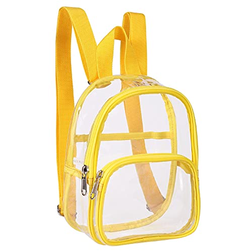 USPECLARE Clear Mini Backpack Stadium Approved, Size 7.5\"x2.8\"x9\" for Girls, for Concert, Festival, Sport Events&Daily Use(Yellow)