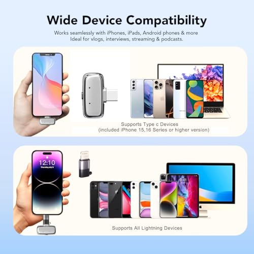 Image of UTECTION by VOOK Wireless Microphone, Dual Channel Collar Lavalier Mic for iPhone & Android, AI Noise Cancellation, 30H Battery, 30m Range, Gunmetal - VOOKLM4